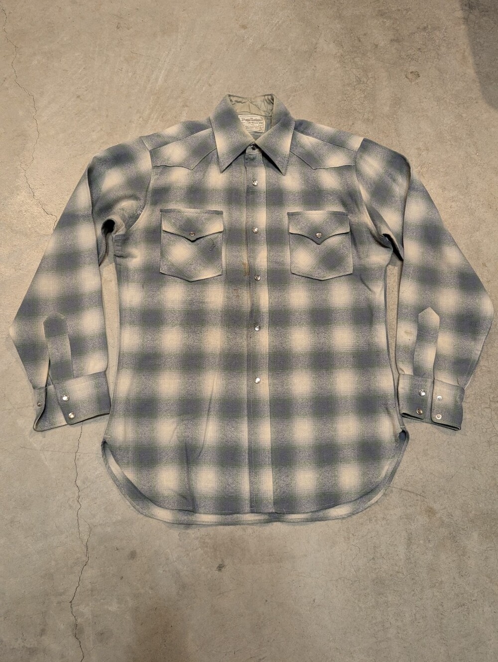 Pendleton Blue and Cream Plaid Western Button-Down Shirt